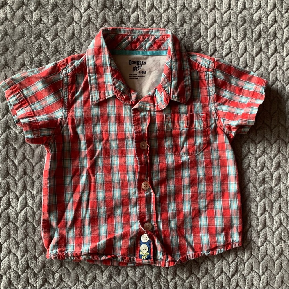 🎉HP🎉 Plaid Button Down Shirt from OshKosh B'gosh in 6-9M